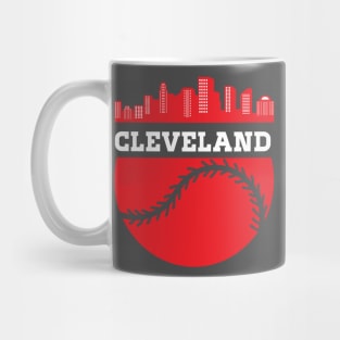 Vintage Downtown Cleveland Ohio Skyline Baseball Mug